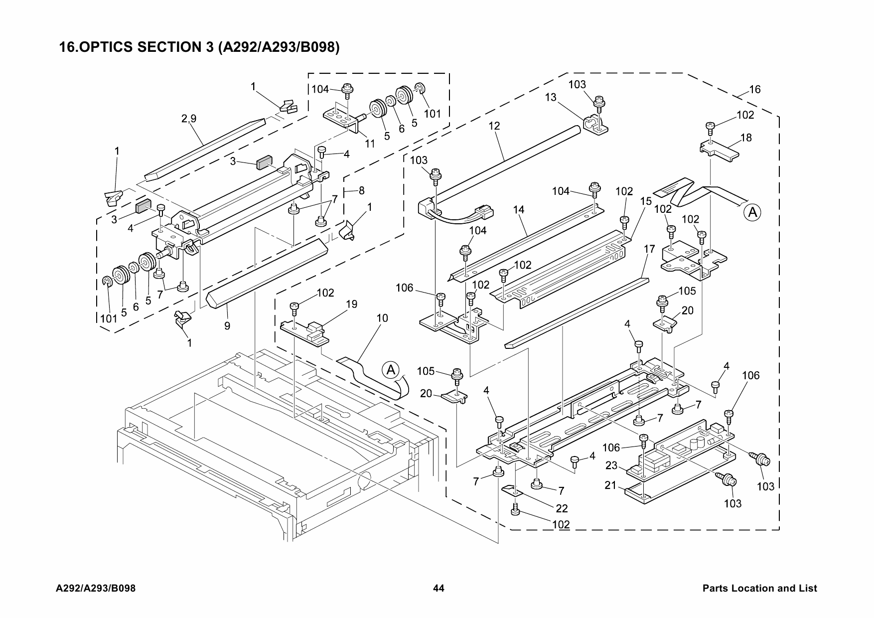 RICOH Aficio 1055 551 700 551P 700P A292 A293 B098 Parts Catalog-3